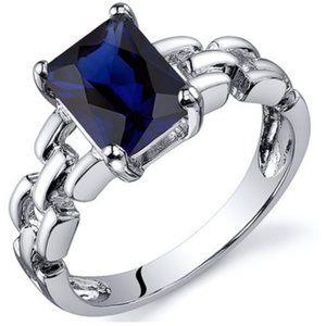 Peora Blue Sapphire 2 Carat Sterling Silver Ring 4
